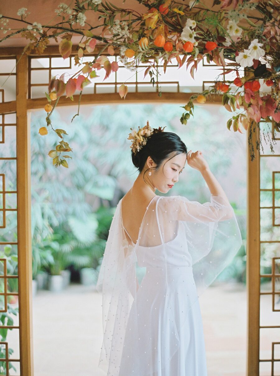 sheer low back wedding cape capelet bridal maxi skirt camisole top summer