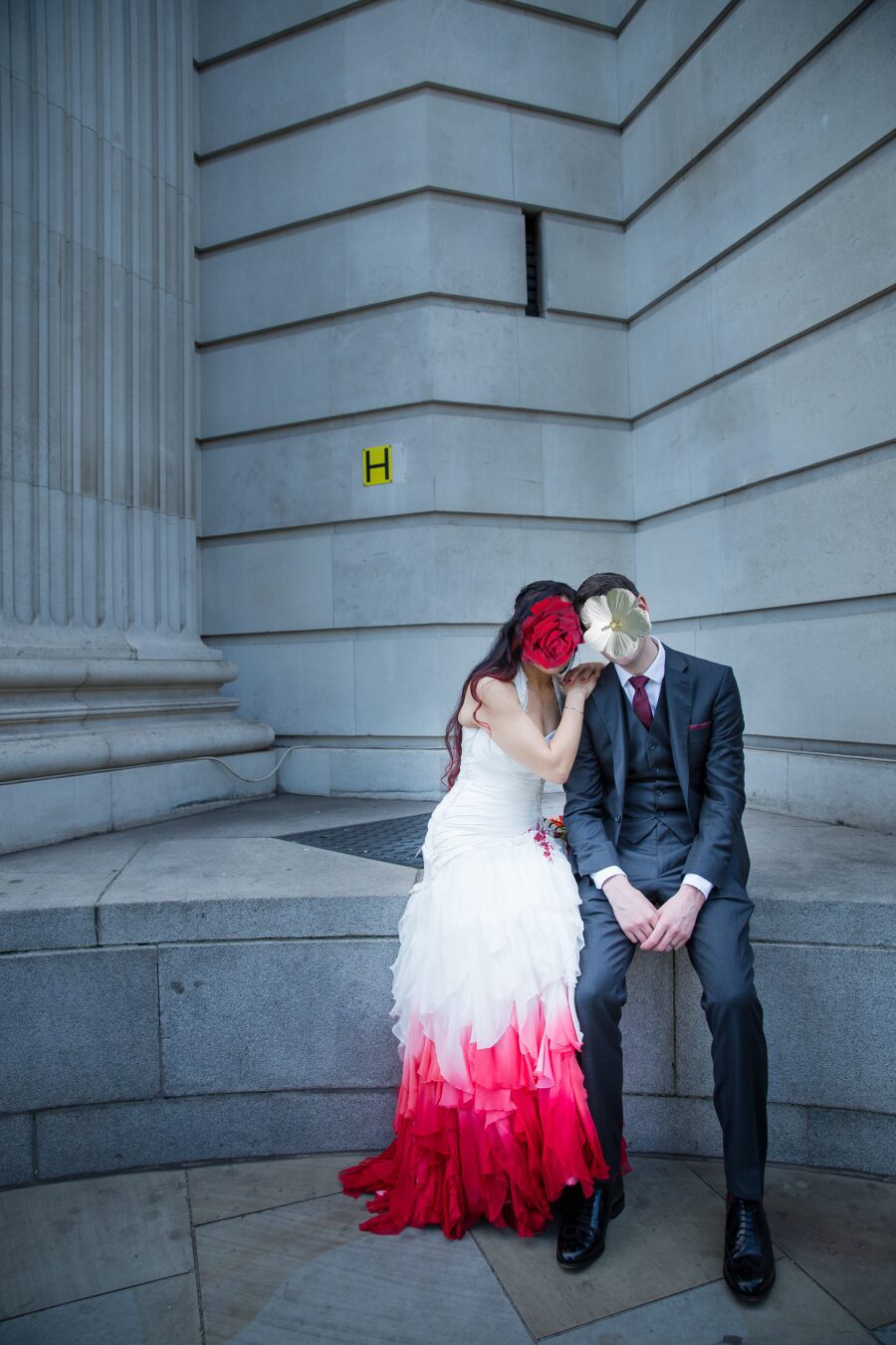 light red pink blush ombre gradient dip dye waterfall skirt