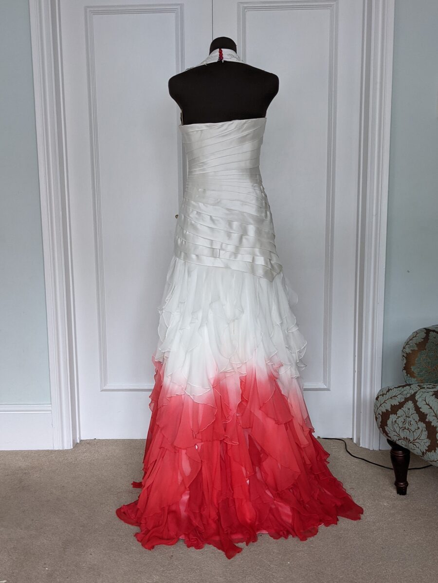 asymmetrical longline pleated ivory silk dupion bodice sleeveless