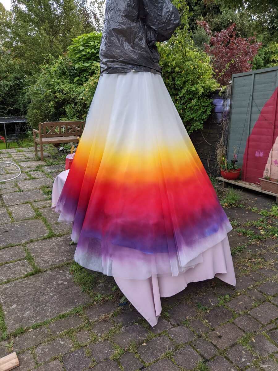 ombre dip dye wedding dress technique how to work in progress dying process