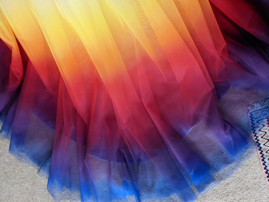 ombre gradient dip dye phoenix sunset colourful dip dye tulle
