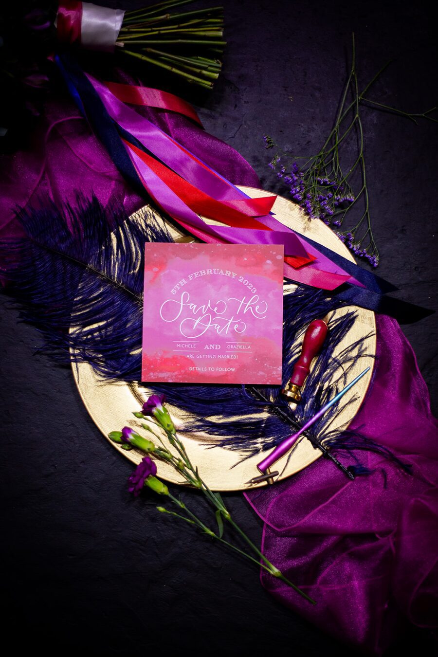 opulent camp gay cabaret burlesque brighton wedding invitation