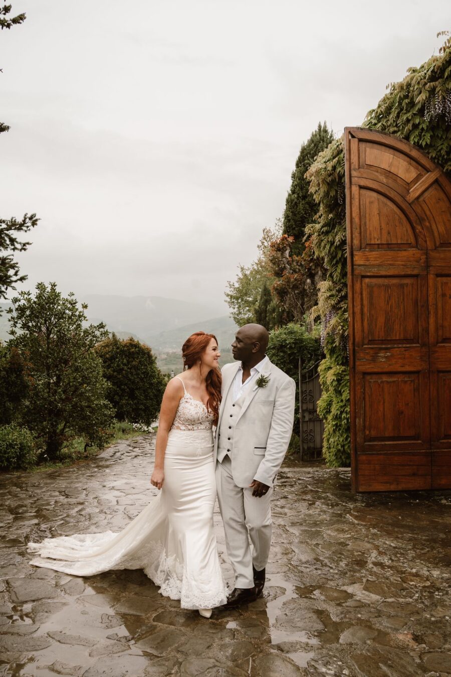 figure hugging hourglass wedding dress curvy bride groom wedding couple