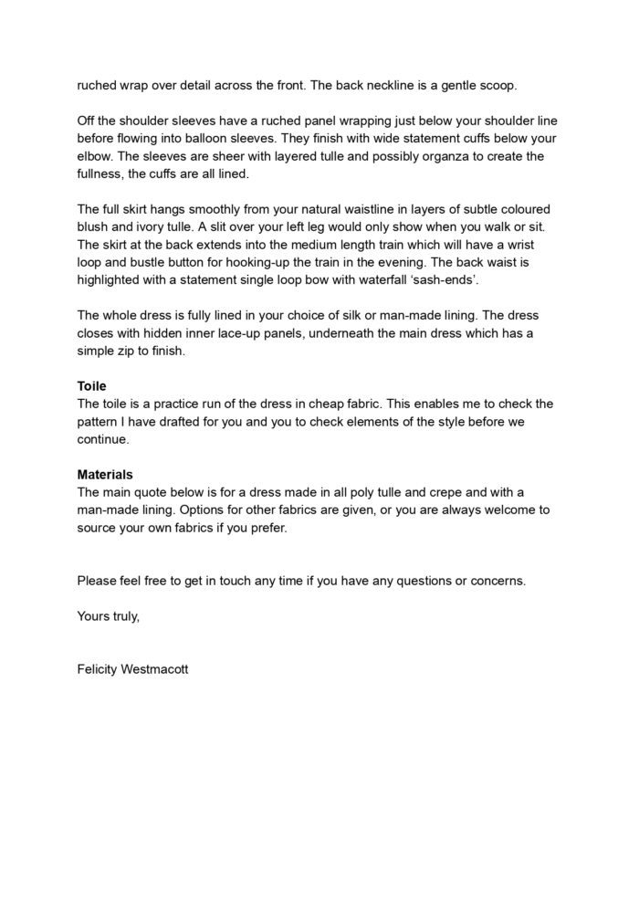 Wedding dress quote letter page 2