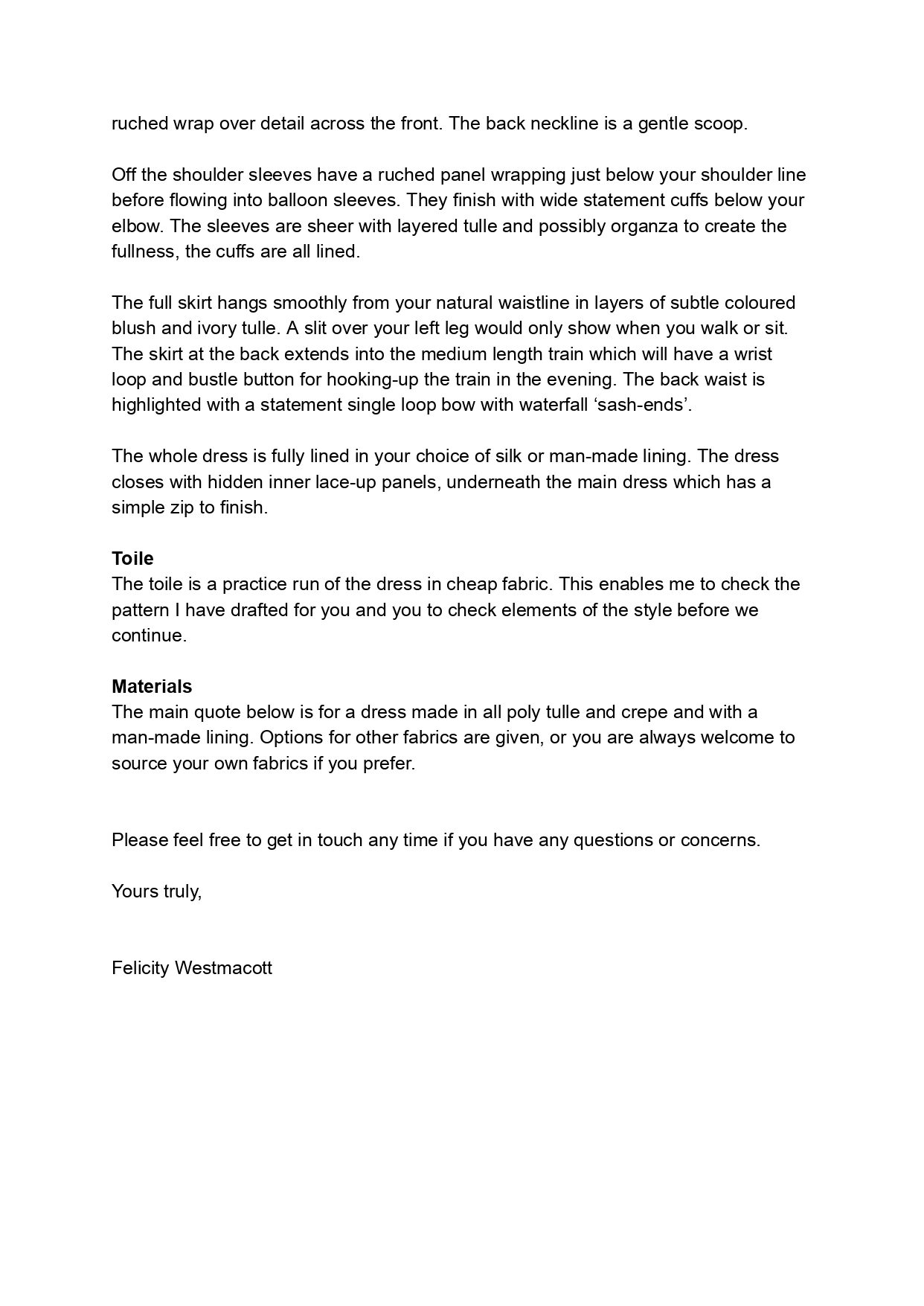 Wedding dress quote letter page 2