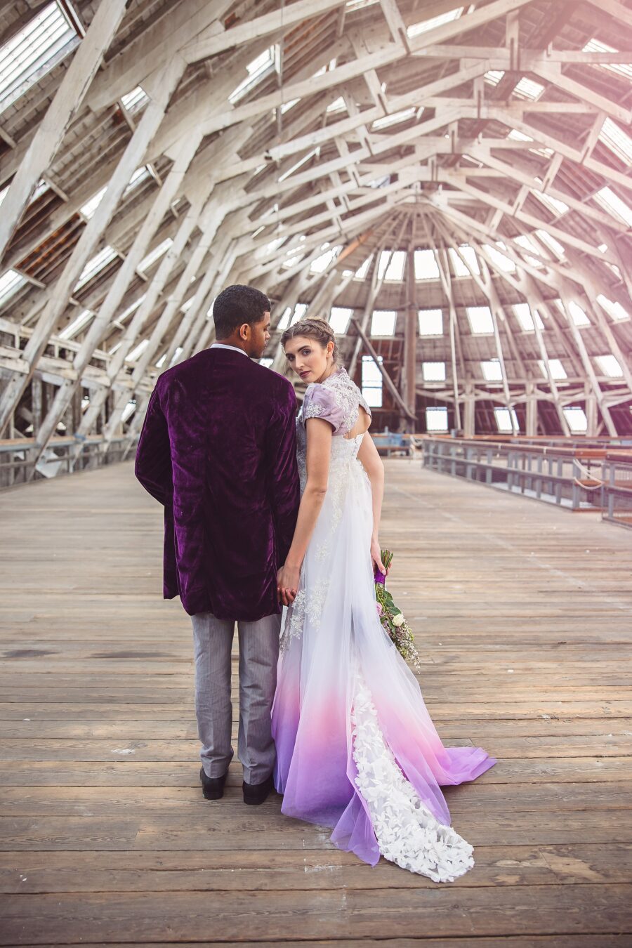 historical chatham dockyard baby pink pastel lilac dip dye train silk spencer jacket