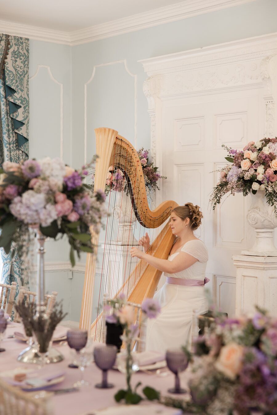 wedding breakfast day reception harp player harpist gwenllian llyr
