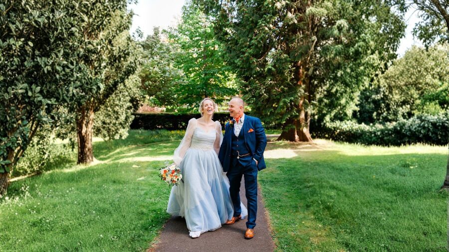 bespoke custom made to measure layered baby pale Blue Wedding Dress with tulle balloon Sleeves