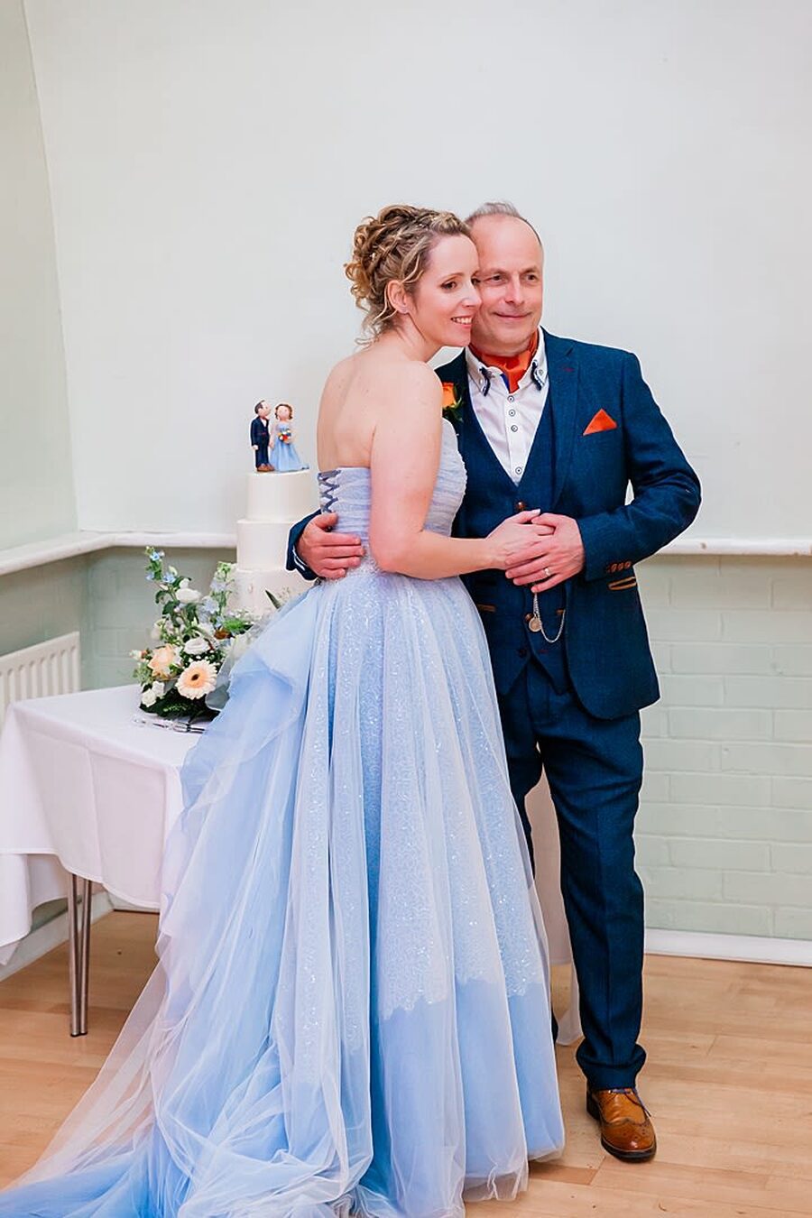 layered light pale pastel baby soft sky blue periwinkle cornflower tulle train