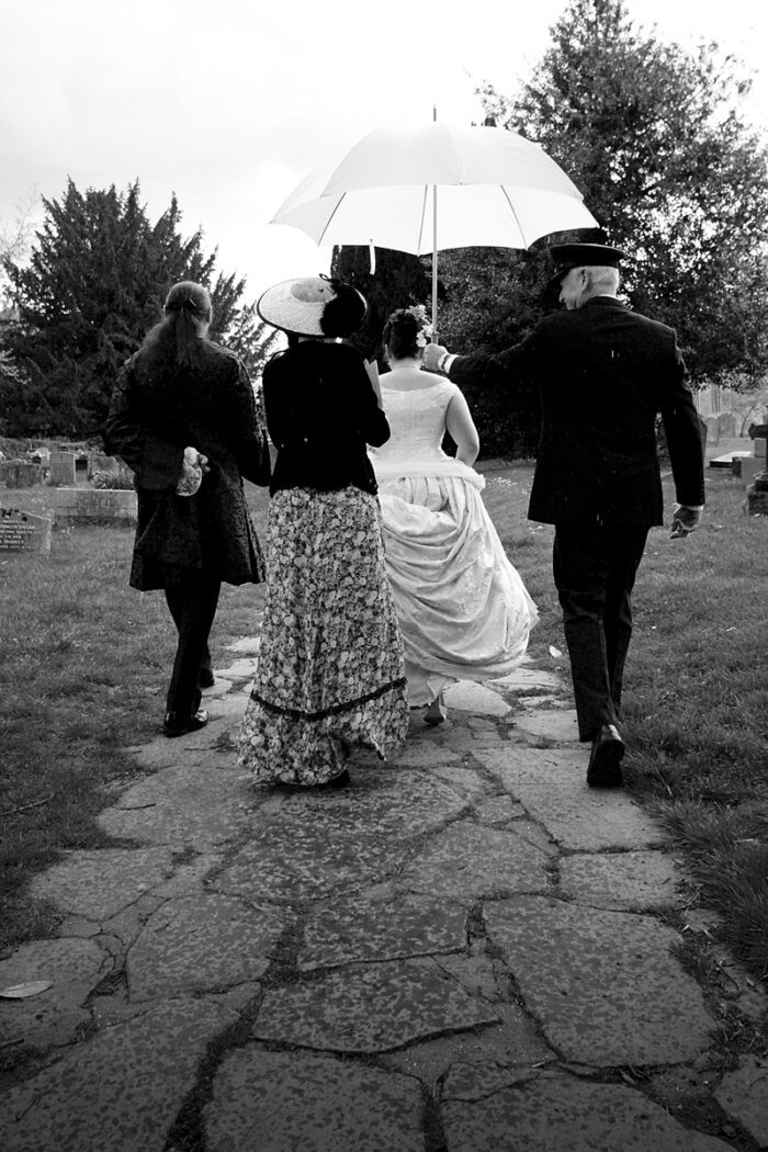 victorian bride on the church path