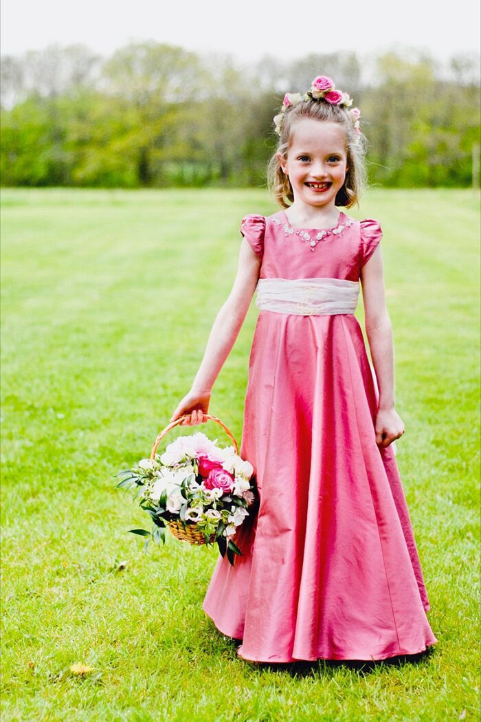 bespoke flowergirl dress with organza sash
