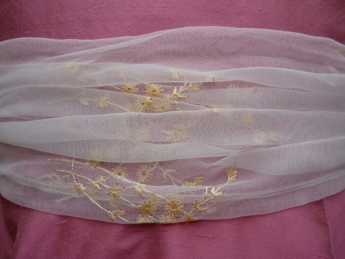 embroidered organza sash for bespoke flower girl dress surrey