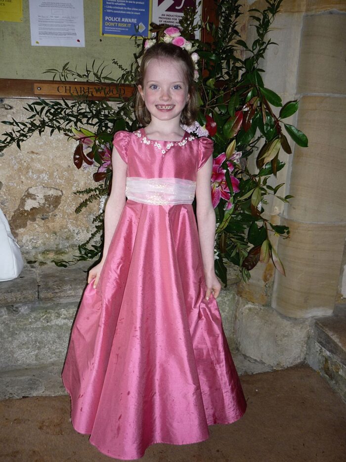 bespoke flower girl dress for church wedding