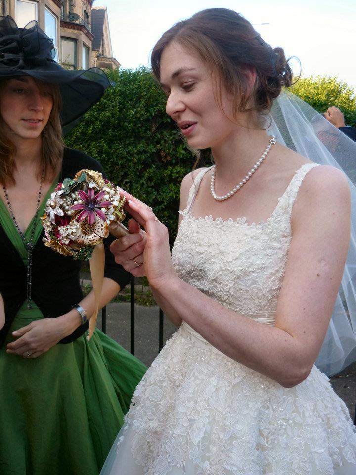 guipure lace bespoke wedding dress with pearls