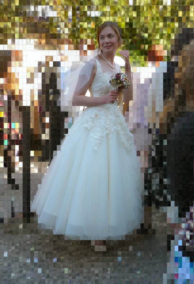custom wedding dress with tulle skirt