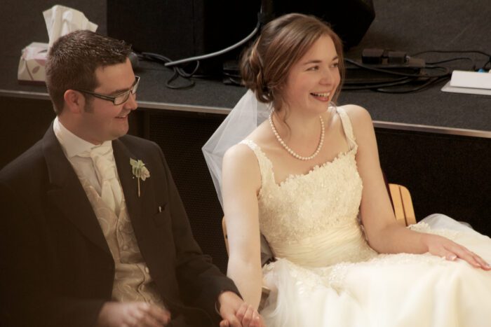 bespoke guipure wedding dress with square neckline