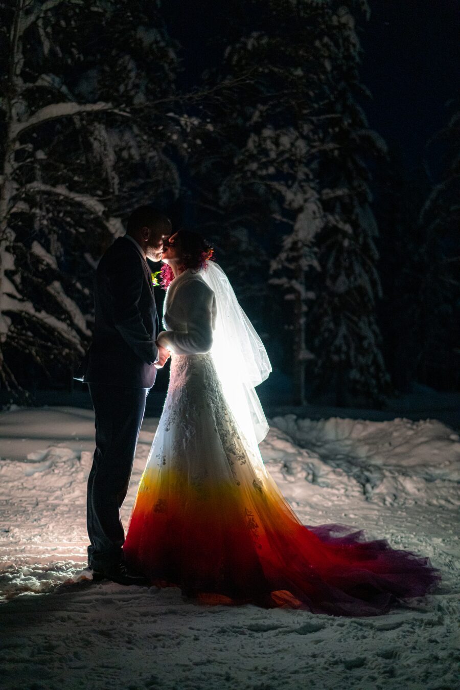 winter cold weather bride wedding colourful dress inspo inspiration