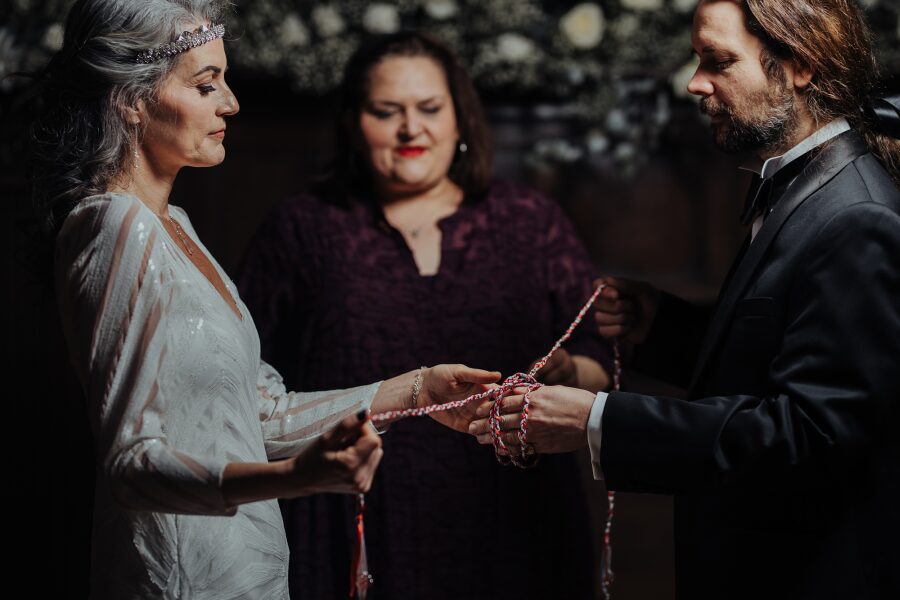 mature couple pagan alternative modern hand fasting ceremony Miranda the Celebrant