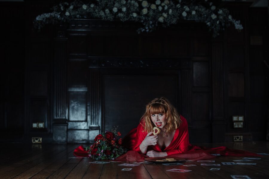 sexy cheeky short red head alternative bride playing cards heart shaped biscuit cookie queen