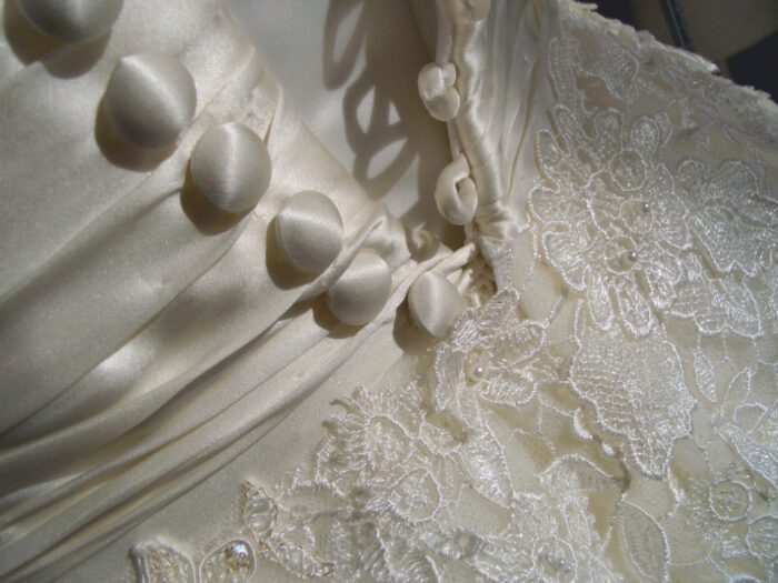 cover buttons and loops bespoke wedding dress surrey