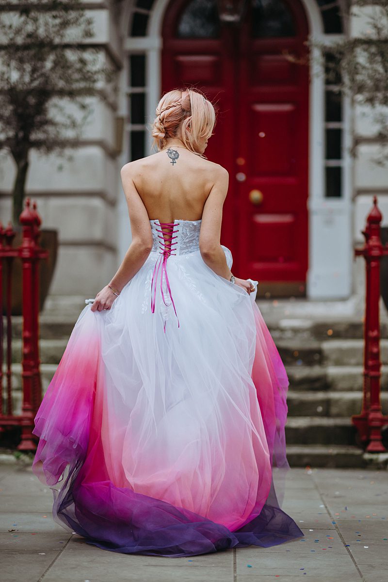 custom ombre tulle wedding dress pink purple