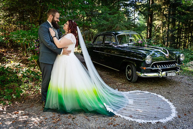 green dipdye wedding dress