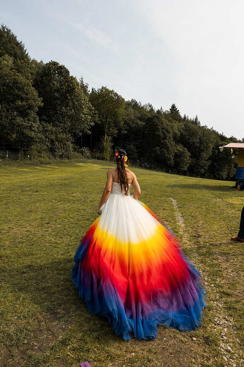 rainbow custom dipdye wedding dress