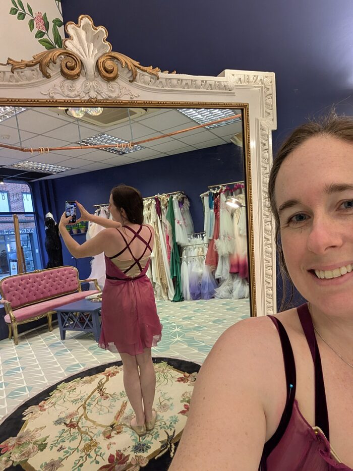 finished mini dress in the mirror