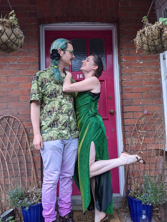 green glitter dress with slit