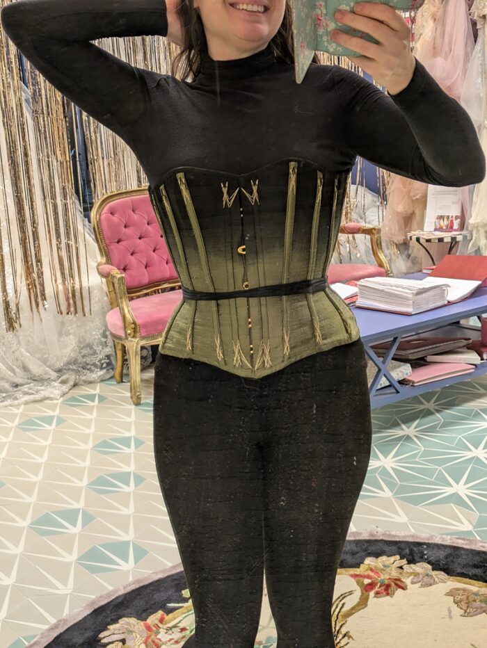 green bespoke corset