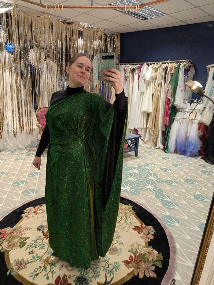 green moonlight fabric dress