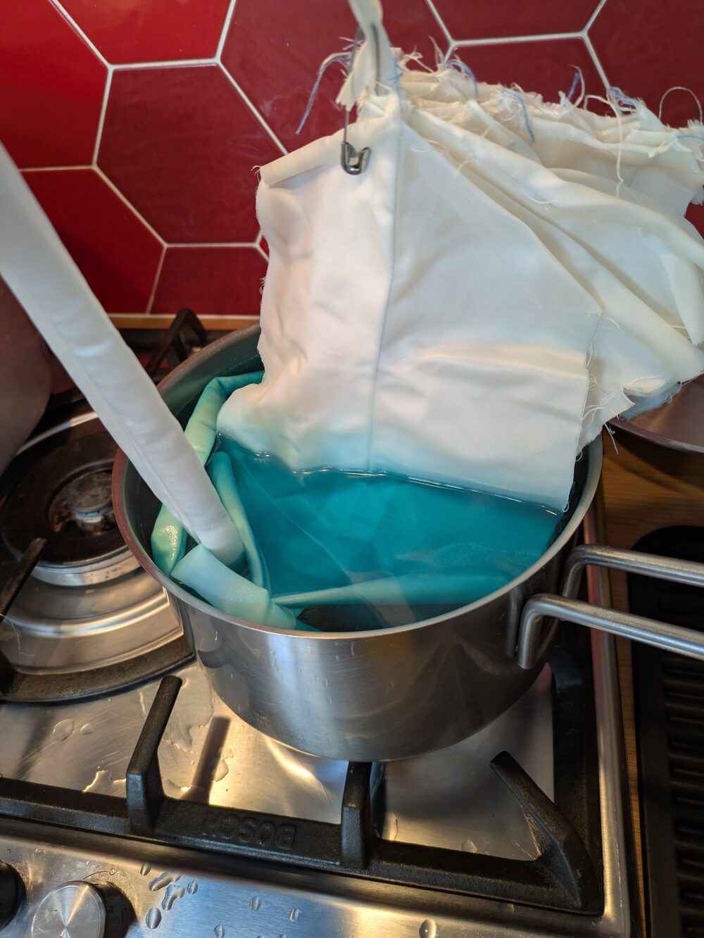 satin fabric wet dip dye technique