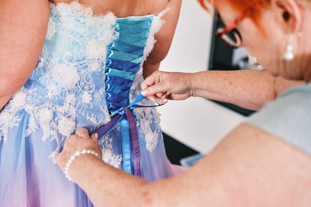 pastel rainbow dip dye gradient ombre lace up corset
