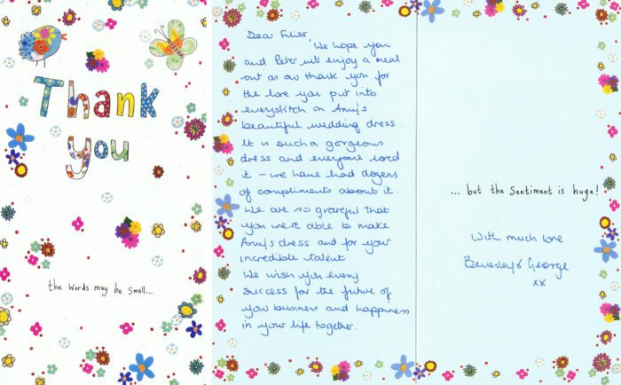 real bride thank you letter