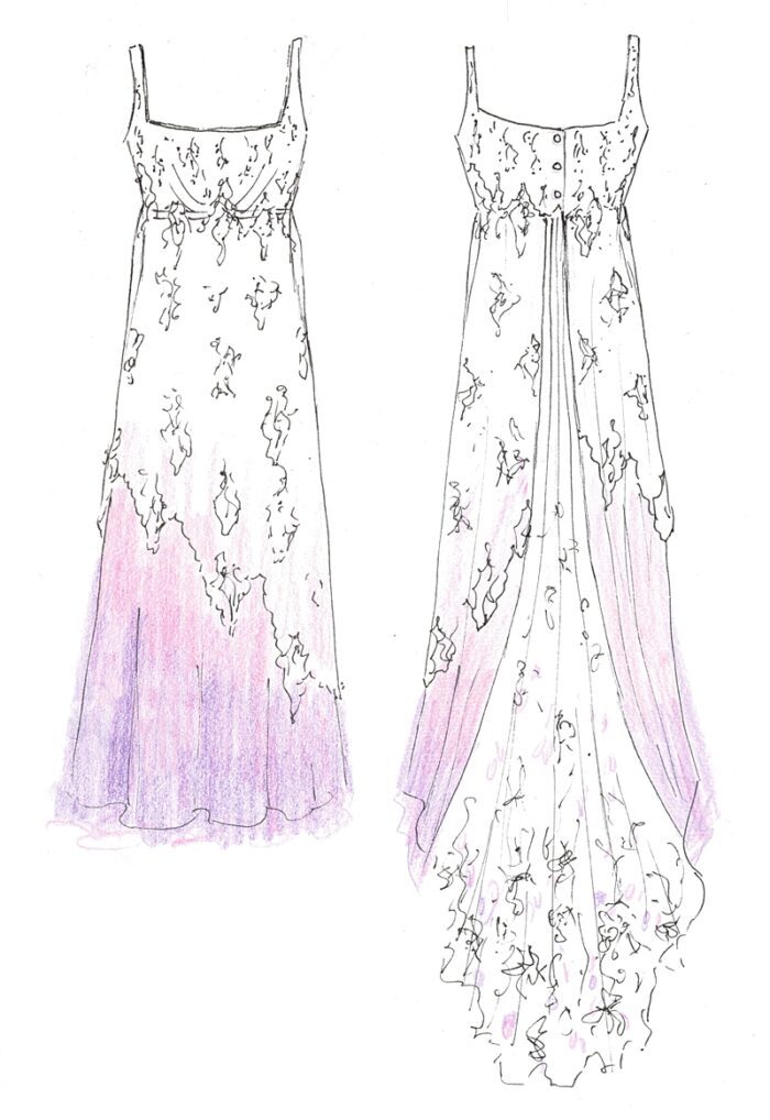 regency bridgerton dipdye wedding dress design by Felicity Westmacott