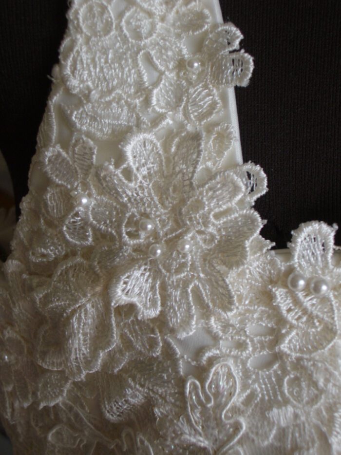 hand applique guipure lace wedding dress