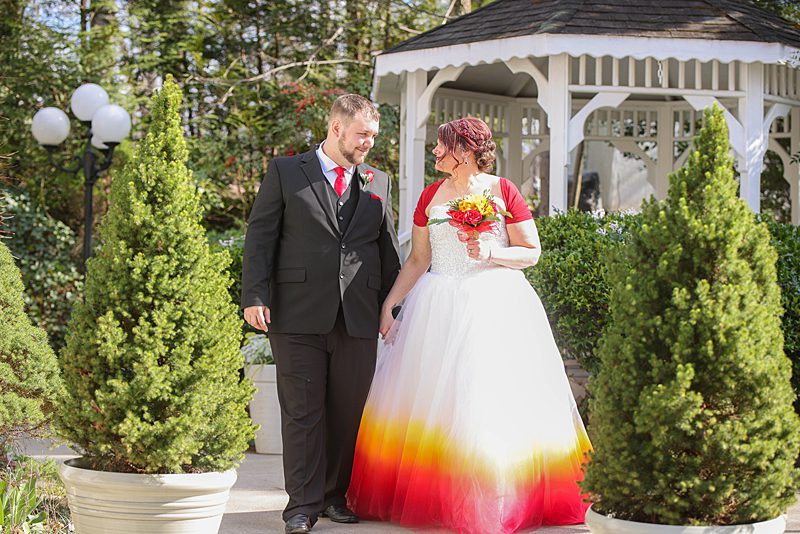 red dipdye wedding dress hem