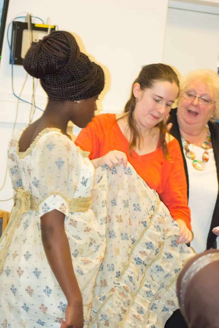 Felicity and Elizabeth talk about the hem ruffles