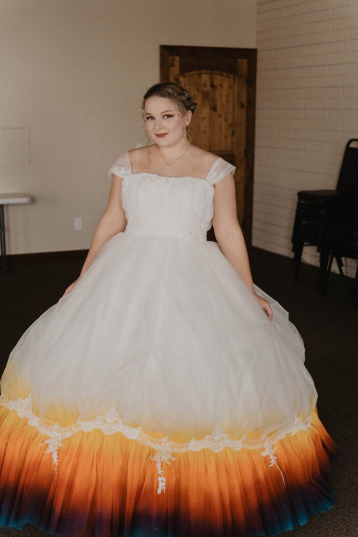 autumn dip dye wedding dress