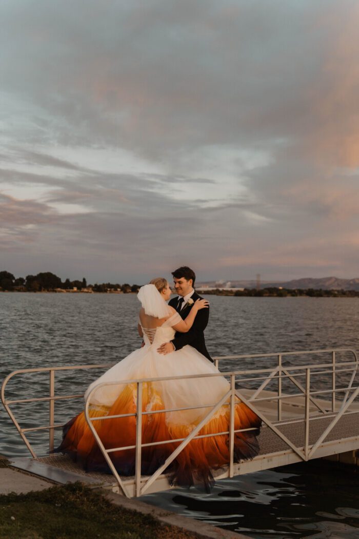 autumn dip dye wedding dress