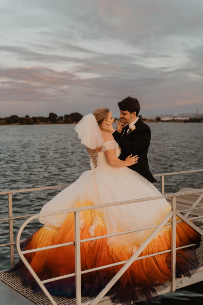 custom dyed sunset wedding dress