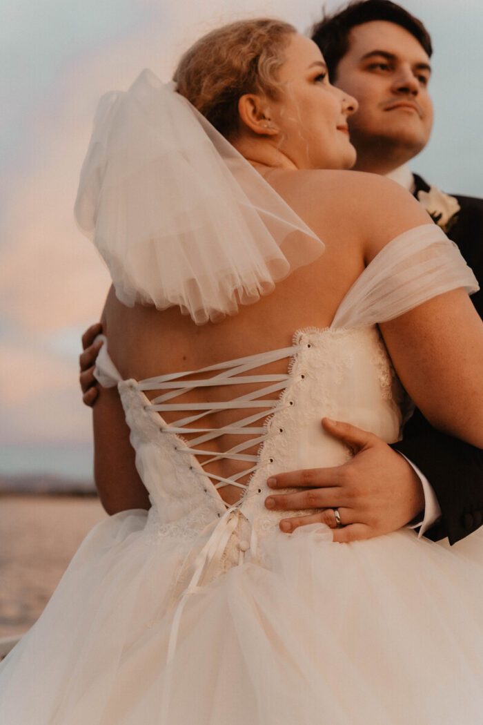 eyelet back lace up wedding dress