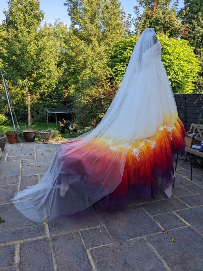dipdye dress with veil