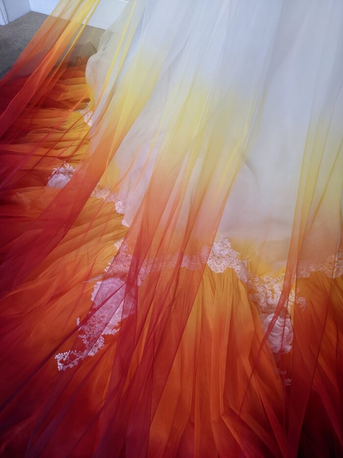 red dipdye wedding veil