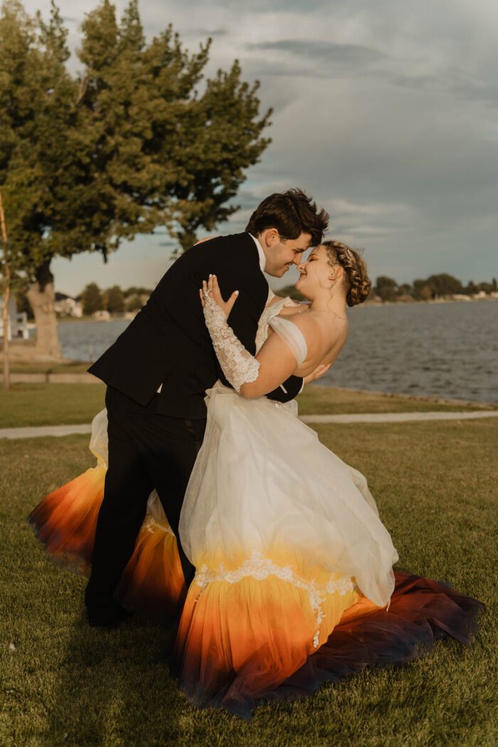 rainbow ombre wedding dress