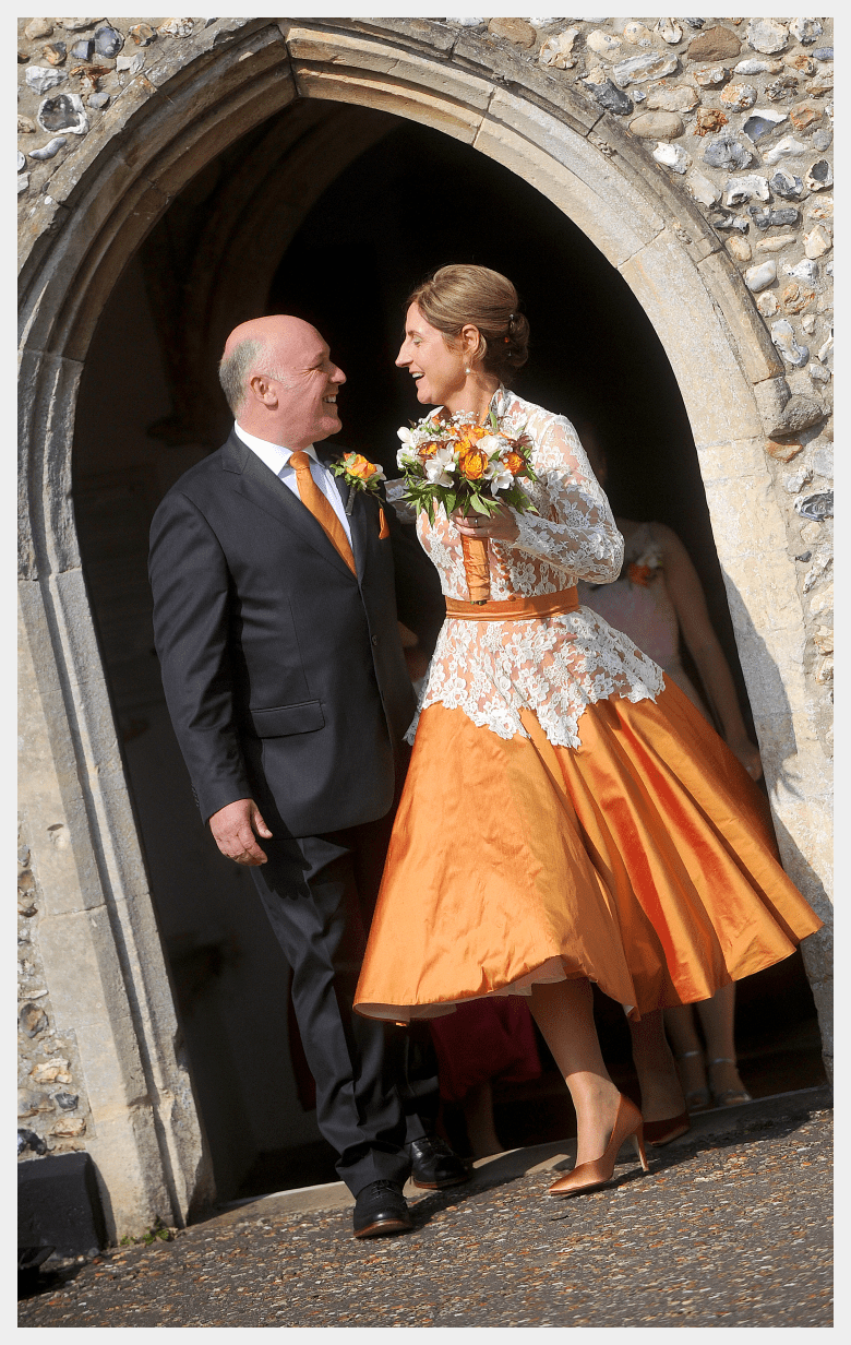 alternative wedding dress orange silk 1950's skirt